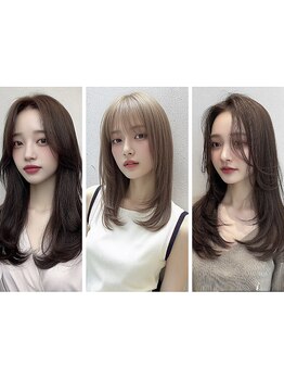 [口コミで好評☆]カット+カラー+TR\8800!韓国ヘアやレイヤーカットにピッタリな艶カラーで一味違う仕上がり