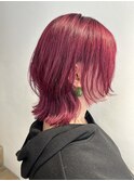 レイヤーカットウルフとチェリーピンク★秋山