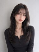 ミディアムヘア暗めカラーデザインカラーフェイスフレーミング7