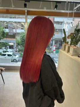 ワン バイ ジエクト(One by The Ect) ブリーチ髪質改善レッドピンクラベンダーミディアムロングヘア