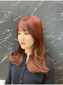 ブリーチなしダブルカラーでレッド