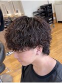 縦落ちパーマ波巻きスパイラルパーマフェードカットメンズパーマ