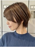 30代40代大人女性/前髪ありショートボブ/ショートヘア/髪質改善