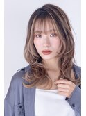黒髪/グレーベージュ/レイヤーロング/前髪パーマ/吉祥寺