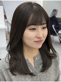 ◎美髪カールショコラブラウンロングセミディ似合わせ前髪