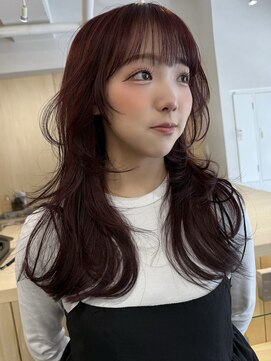 バベル アット フルリール 甲子園口(BABEL at fleurir) 暖色ワインレッド韓国ヘアレイヤーカットピンクブラウン髪質改善