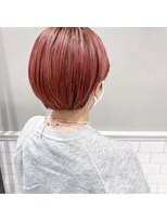フェンヘアーアイス 中目黒(Fen.hair ici)&nbsp;ブリーチ　ダブルカラー　ピンクオレンジ　ショートヘア
