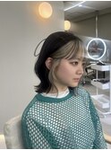フェイスフレーミングカラーぱっつんバングくびれボブ