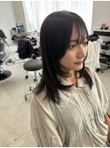 2wayのダブルバングと顔まわりレイヤー
