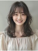 ☆オリーブグレーココアベージュ小顔クラゲヘアー/黒髪/髪質改善