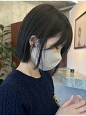 栄外ハネナチュラル大人可愛い切りっぱなしボブ