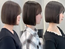 ［ボブの王道人気] おろしても結んでも可愛いパツッと切りっぱなしボブ