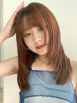 トリッカ シブヤ(TRICCA SHIBUYA)&nbsp;ミディアムロングレイヤー/オレンジブラウン/顔周り小顔カット