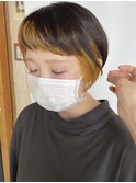 【morio 原宿】刈り上げショート　インナーイエロー　オン眉