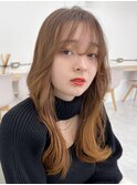 (韓国風/くびれヘア/ロングヘア/前髪/サイドバング/小顔)