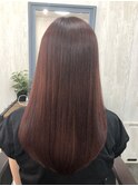 前上がりロング、レッドブラウン