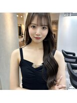 前髪あり髪質改善姫カットセミディカールシアーカラー縮毛矯正