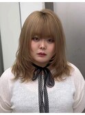 前髪カタログ/イメチェンスタイル／ウェーブパーマ/こなれミディ