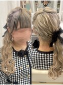 編み込みサイドポニー