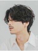 渋谷シャドウパーマ緩めメンズパーマ刈り上げマッシュウルフ30代