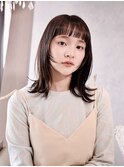 外ハネセミディ/オン眉バング/カットが上手い/センター北