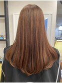 Aラインロング・オレンジベージュ・艶カラー
