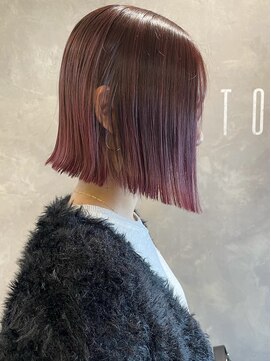 トルネード(TORNADO) 韓国風へア 切りっぱなしボブ 似合わせ レッドブラウン A0119