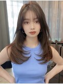 大人レイヤーカット韓国ヘアストレートスタイルワンカール