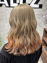 オルズ 渋谷(ALLZ)&nbsp;ミルクティーオレンジダブルカラーニュアンスカラーケアブリーチ