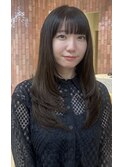 ロング顔周りレイヤーシャギーレイヤー地毛風ナチュラルカラー