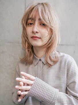 ギークス(GEEKS) 【GEEKS渋谷】ミディアムウルフ/ミルクティーベージュ/秋冬ヘア