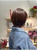 ピンクブラウン×くびれボブ
