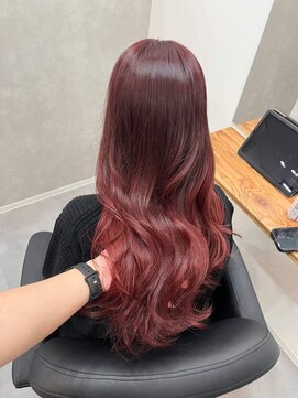 ワク 藤沢店(waku) レッド　ダブルカラー　ケアブリーチ