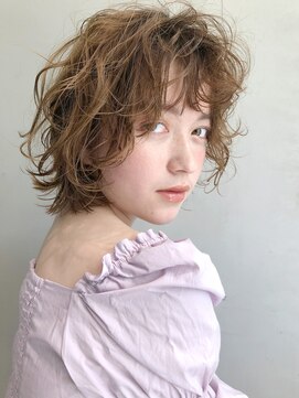 アイティー バイ アルバム 浦和店(IT by ALBUM) 無造作ミデイ_オリーブカラーセミウェットウェーブ_57202