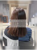 髪質改善ストレート　アッシュグレージュ　セミロング