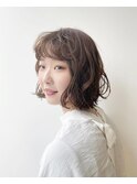 ふんわりウェーブ巻きボブ