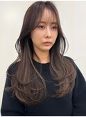 レイヤーカット白髪ぼかしハイライトダブルカラーインナーカラー