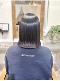 髪質改善トリートメント絹髪縮毛矯正前髪ボブカット