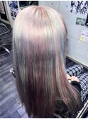 透明感！派手髪カラー、メッシュ、ハイライト