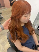 マロ(MALo)&nbsp;オレンジカラー　暖色カラー　ブリーチなしダブルカラー夏カラー