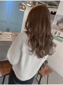 シフォングレージュ×ラフウェーブ×セミロング×グレージュ