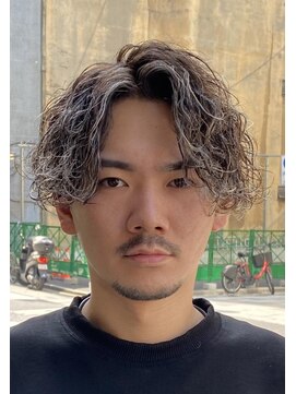 ドルクス 日本橋(Dorcus) メンズハイライトホワイトメッシュ波巻きパーマ