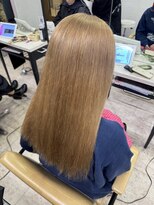 アジールヘア 所沢プロペ通り店(agir hair)&nbsp;ブロンドミルクティーベージュワンレンロング小顔ブリーチ所沢