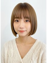 メラク バイ コア(Merak by CoRe.gn) ブリーチなしマロングレージュ切りっぱなしボブ透明感夏カラー