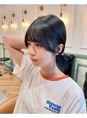 ミニウルフレイヤーカット顔周り前髪韓国ミディアムロング/柏柏