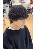緩め波巻きウルフパーマメンズカット