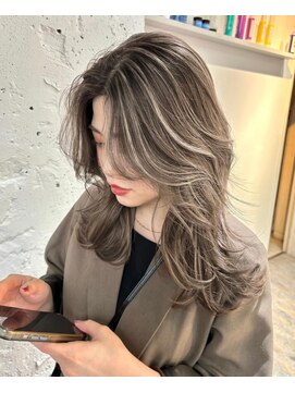 ブレンド 渋谷(BLend) 前髪アンブレラカラーこなれミディイメチェンウェーブパーマ