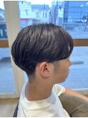 センターパートナチュラルパーマ×オリーブベージュ