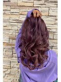 ラベンダー/パープルアッシュ/韓国風ヘア/ウェーブ巻き/透明感