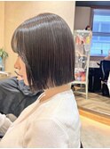 切りっぱなしボブショートボブタッセルボブ縮毛矯正ストレート